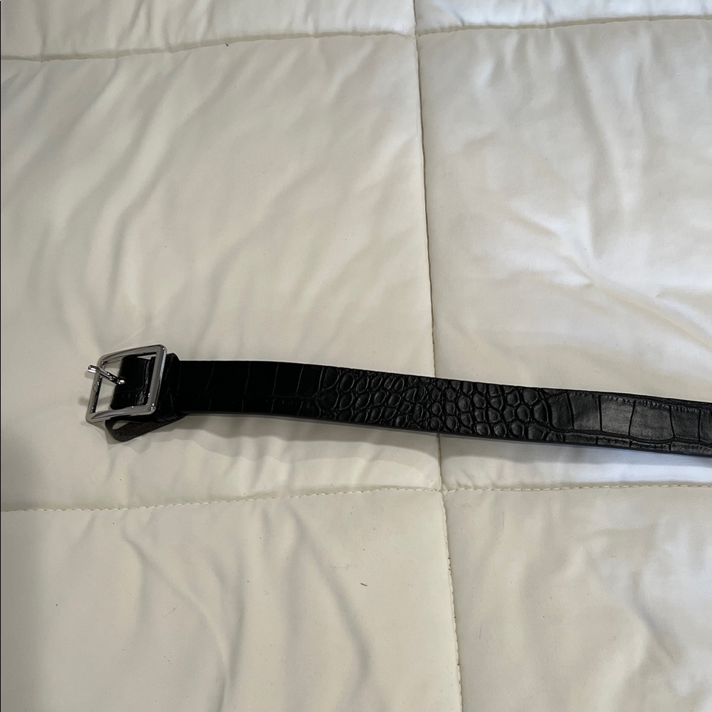 Black Faux Crocodile Belt